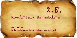 Kovátsik Barnabás névjegykártya