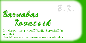 barnabas kovatsik business card